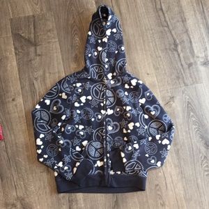 Gray & cream fleece hoodie girls’ 10/12 (large)